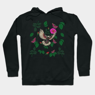 Green and pink pigeon illustration Hoodie